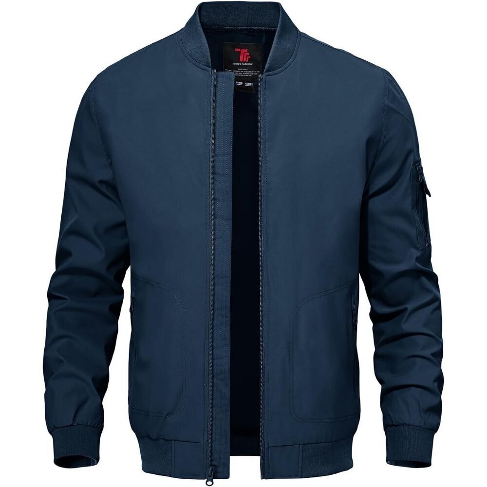 Men's Stylish Casual Lightweight A1-Navy Golf Varsity Bomber Jackets Zip Up